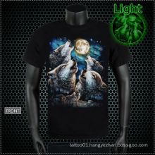 Y-100213 Glowing Wolf Tattoo T-shirt